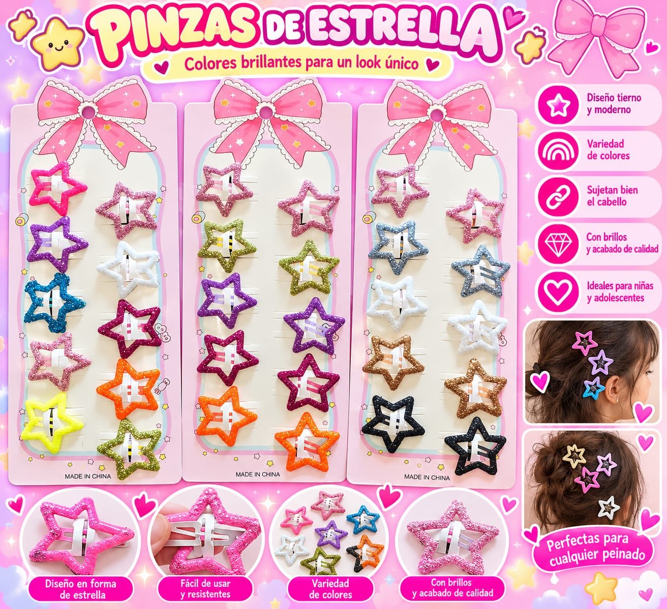ESTRELLAS CON GLITTER 10 pcs