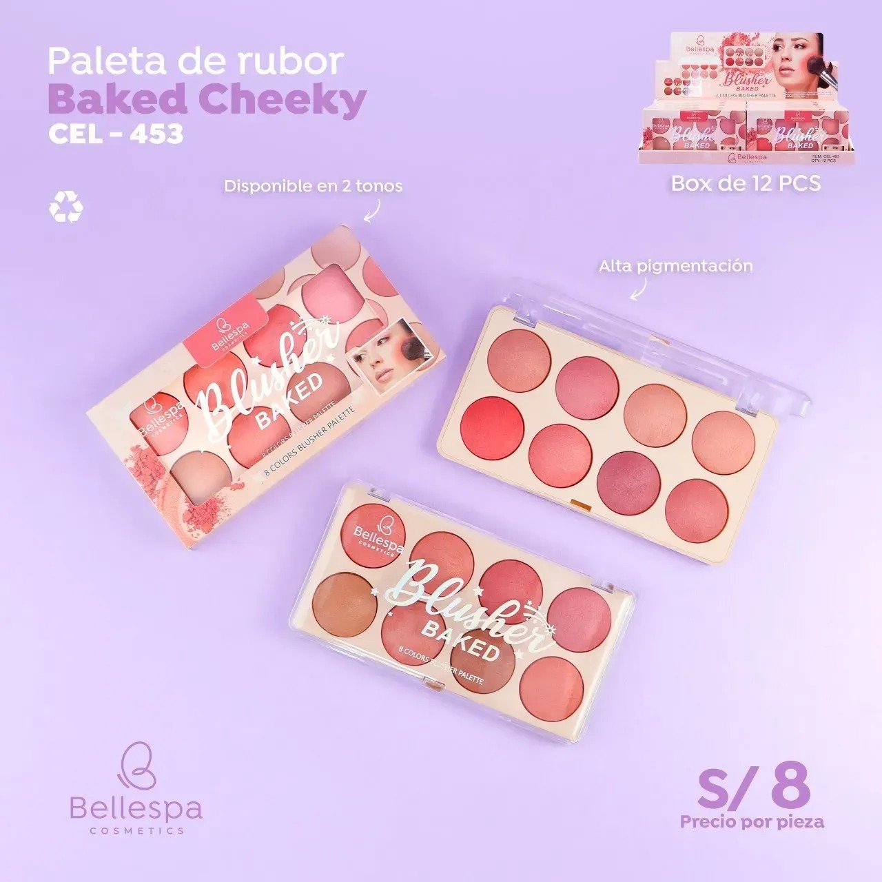 PALETA DE RUBORES 8 EN 1 / BELLESPA