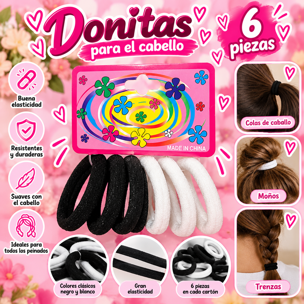 DONITAS PARA CABELLO – 6 PCS
