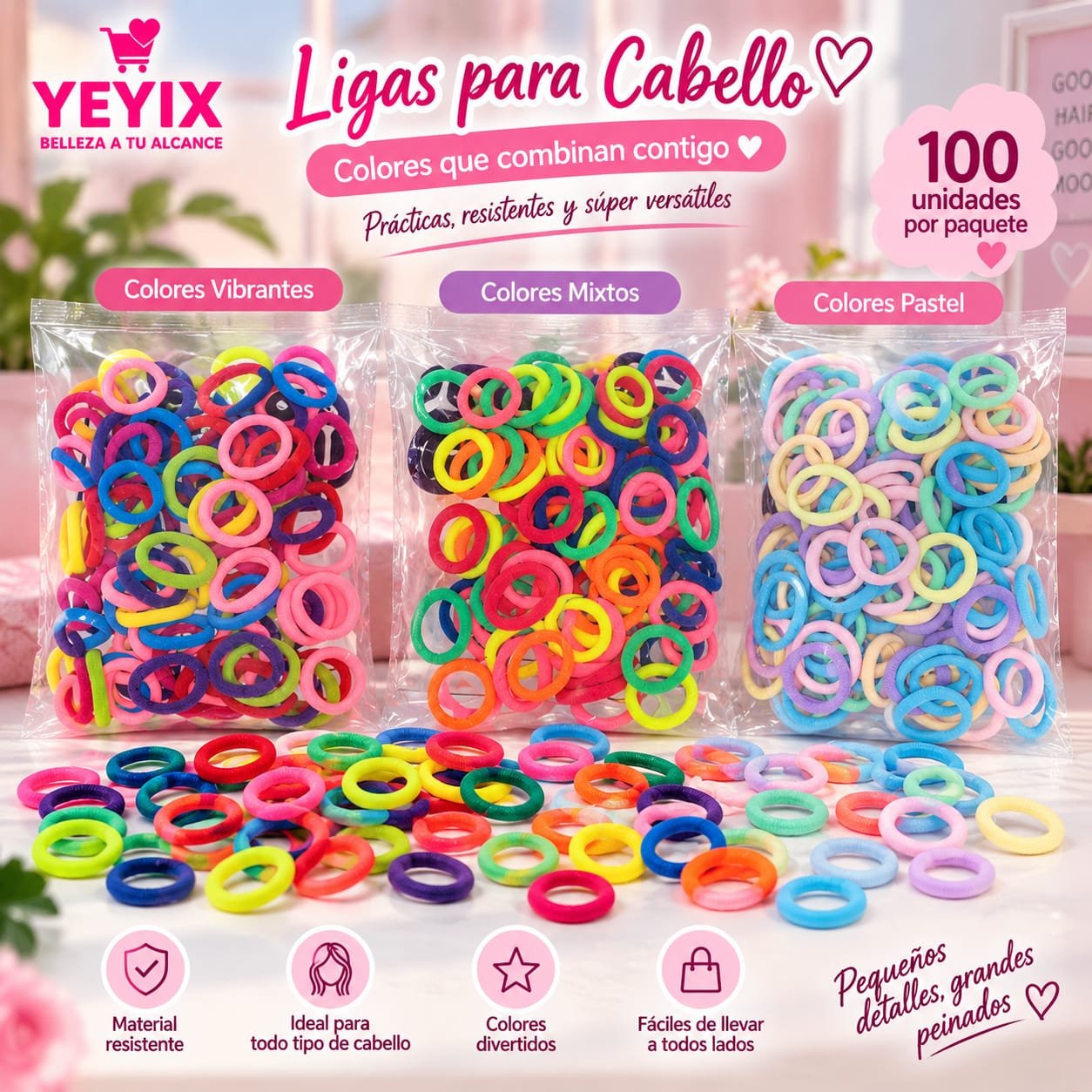 PAQUETE DE 100 DONITAS COLORIDAS