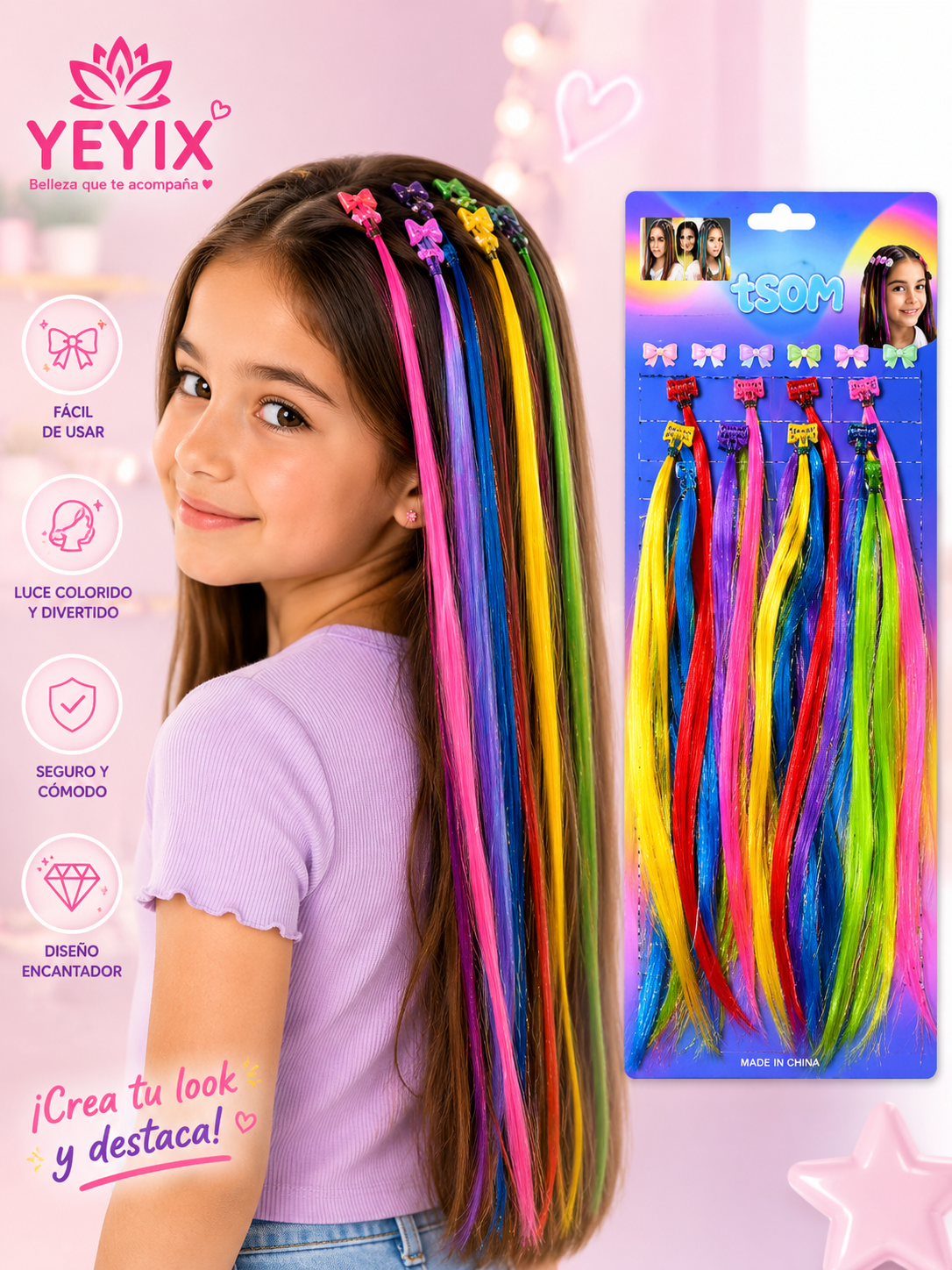 PLANCHA DE 12 EXTENSIONES DE COLORES