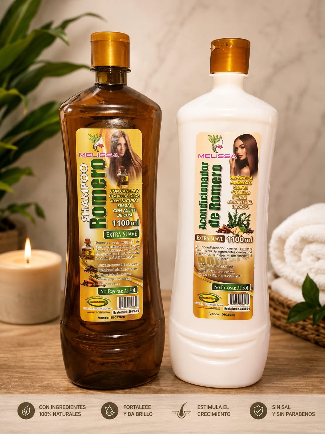 SHAMPOO DE ROMERO + ACONDICIONADOR DE 1100 ML