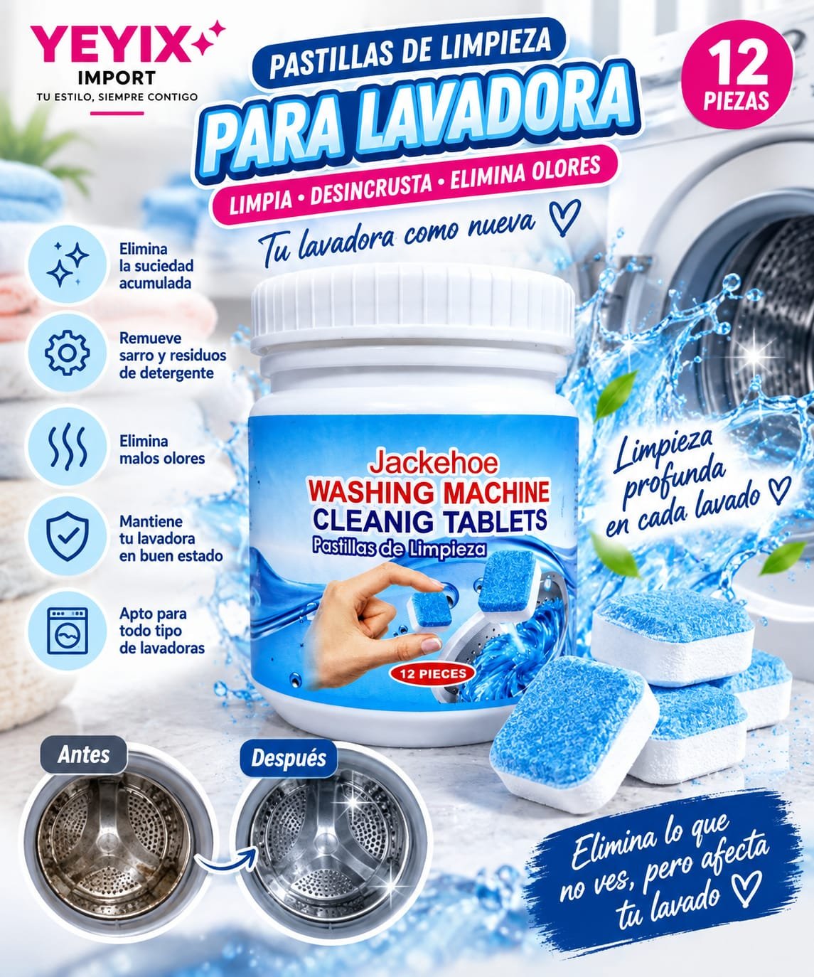 PASTILLAS DE LIMPIEZA PARA LAVADORA