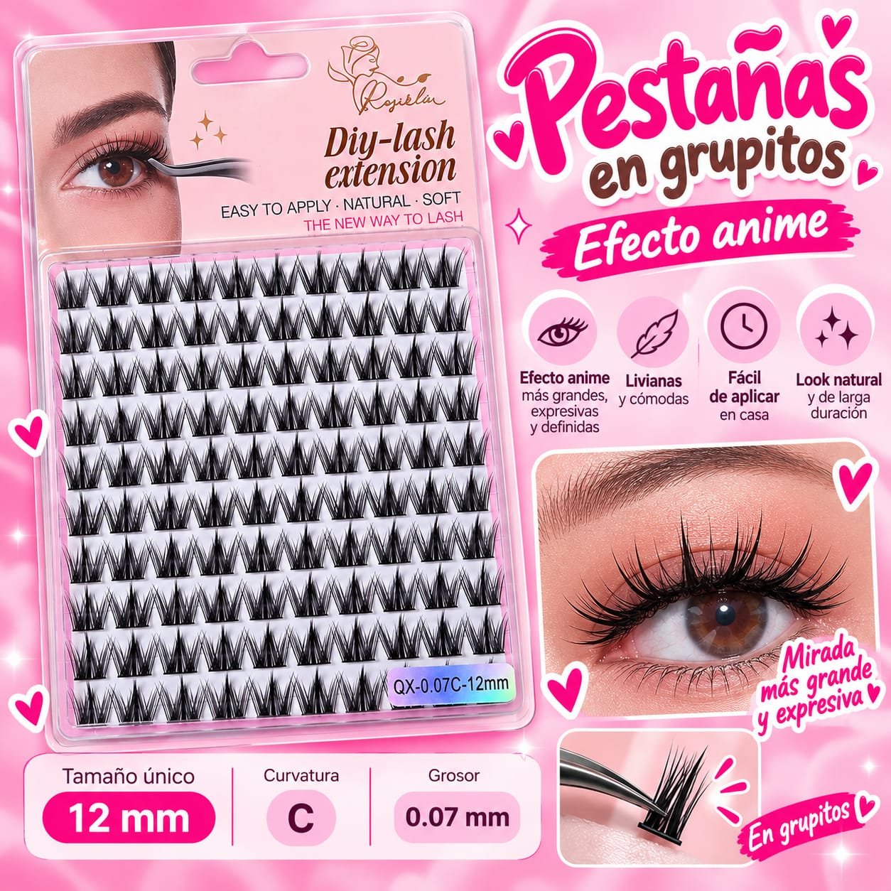PESTAÑAS TIPO ANIME 100 pcs