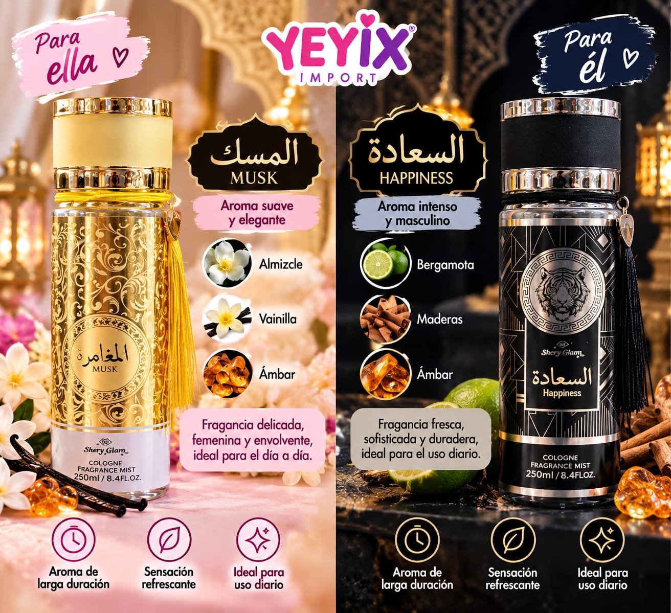 PERFUME ARABE DAMA Y CABALLERO